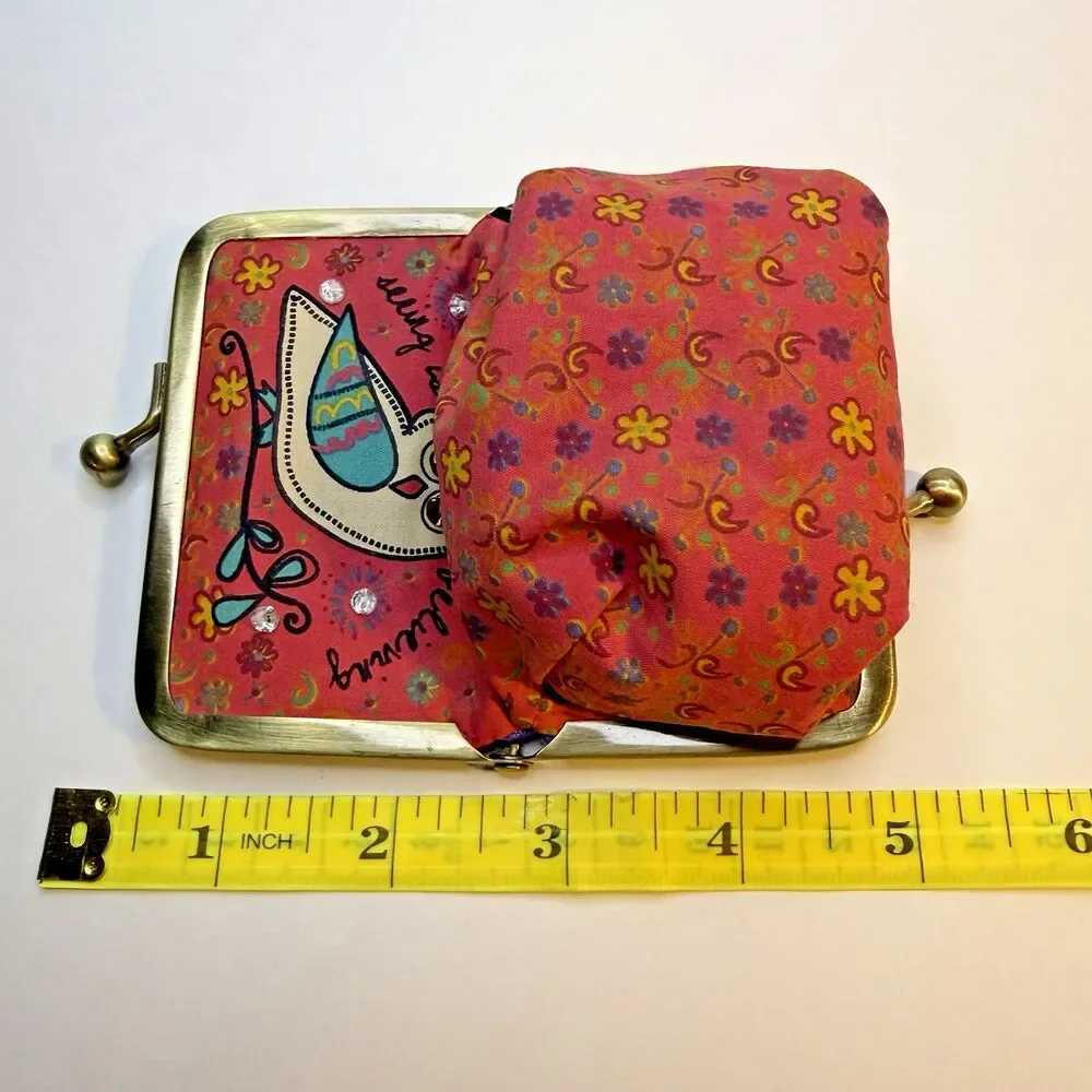 Natural Life Kiss Lock Wallet Owl Pouch Clutch Seeing Is Believing Mirror